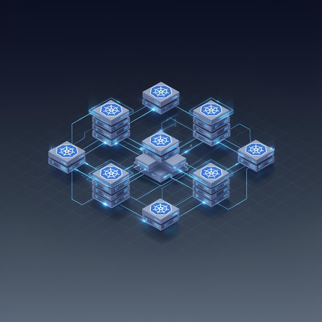 Enterprise cloud infrastructure visualization with Kubernetes clusters